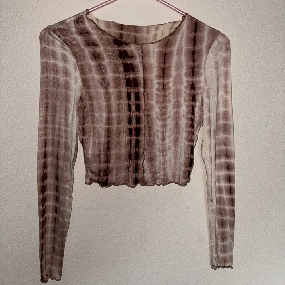 Brown Tie Dye Long Sleeve Shirt